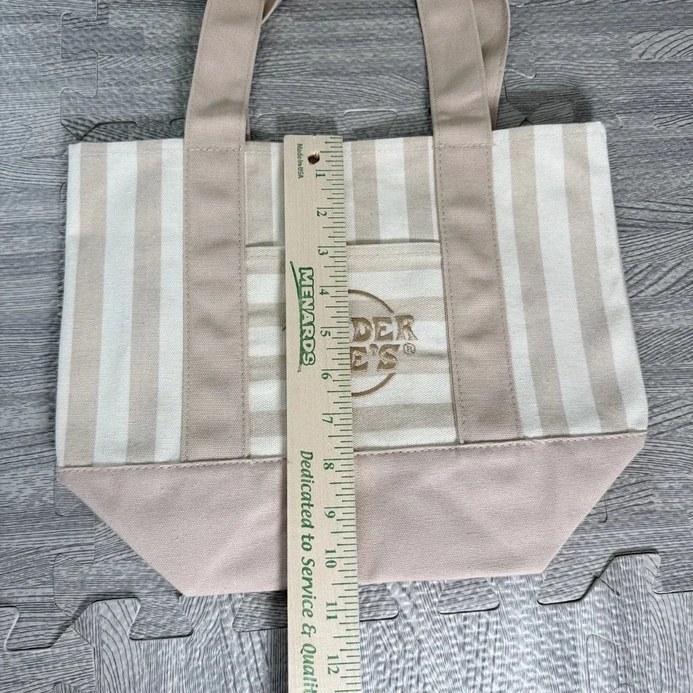 Trader Joes Striped Mini Canvas Tote Bag NWT Beige Limited Summer Ed. QUICK SHIP